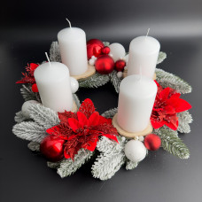 Рождественский подсвечник Адвент Венок Номер-2 с Белыми свечами d-40 см