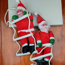 Новогодний Санта Клаус (Дед Мороз) на стремянке 90см, 2 фигурки по 35см.