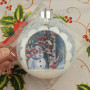 Ялинкова куля LED 3D картинка «Новий рік, сніговик» 11х13,5х4см
