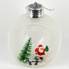 Ялинкова куля LED 3D фігурки «Санта з ялинкою в руці» Порожня 9,5см