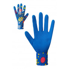 Перчатки женские синтетические синие с латексным покрытием Размер 8