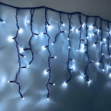 Гирлянда светодиодная уличная 120 LED «Бахрома» Белая, от Сети на черном шнуре, с переходником, 5 м
