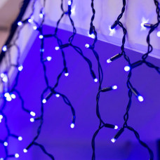 Гирлянда уличная 100 LED «Бахрома» Синий от Сети на черном шнуре, с переходником, 3 м