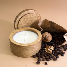 Ароматическая соевая свеча в дереві Кофе с лесным орехом 250 мл