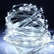 Гірлянда на батарейках Нитка 50 LED Холодна-біла, Крапля Роси 5м